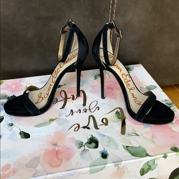 Sam Edelman Black Suede Strappy Heels Size 7 - Picture 4 of 4